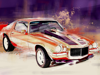1973 Camaro Illustration automotive camaro illustration muscle car pencil photoshop publishing