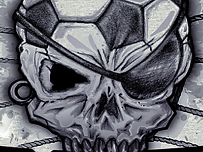 Soccer Pirate Skull digital illustration pencil