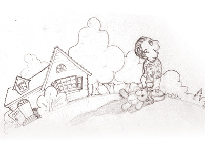 I Talk To The Moon childrens book concept illustration pencil sketch