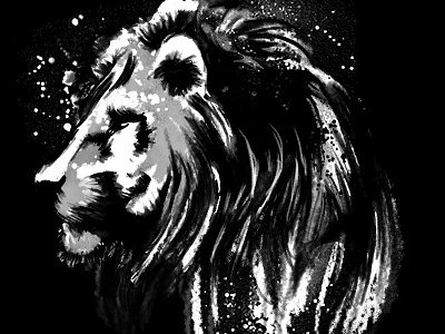 Lion illustration psd brushes wacom tablet