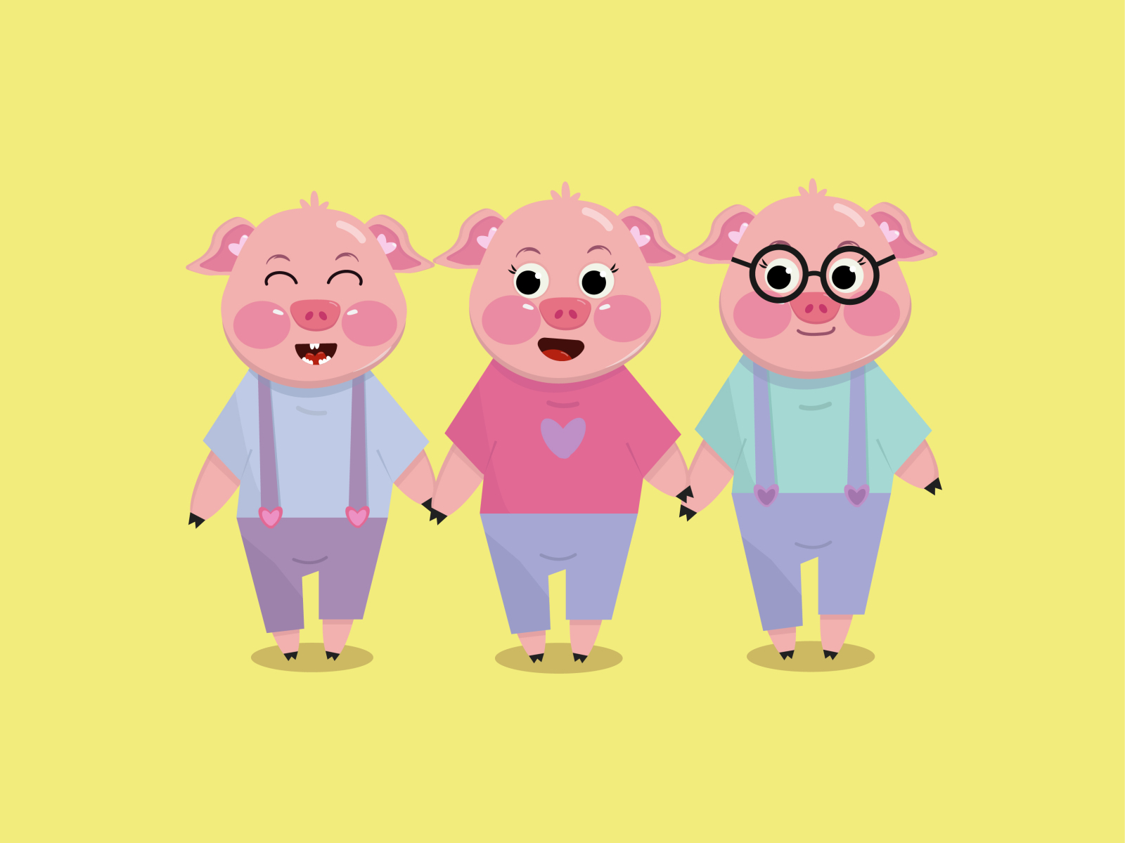 The Three Little Pigs. Cute Version by Olga on Dribbble