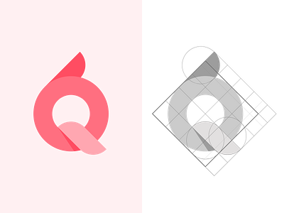 6Q.design alphabet gradient logo number symbol
