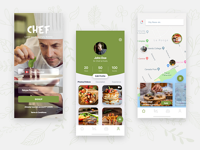 Chef's app design app design chef iphonex mobile app design restaurant ui uiux