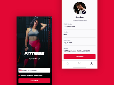 Fitness App Design iphonex login mobile mobile ui profile uiux