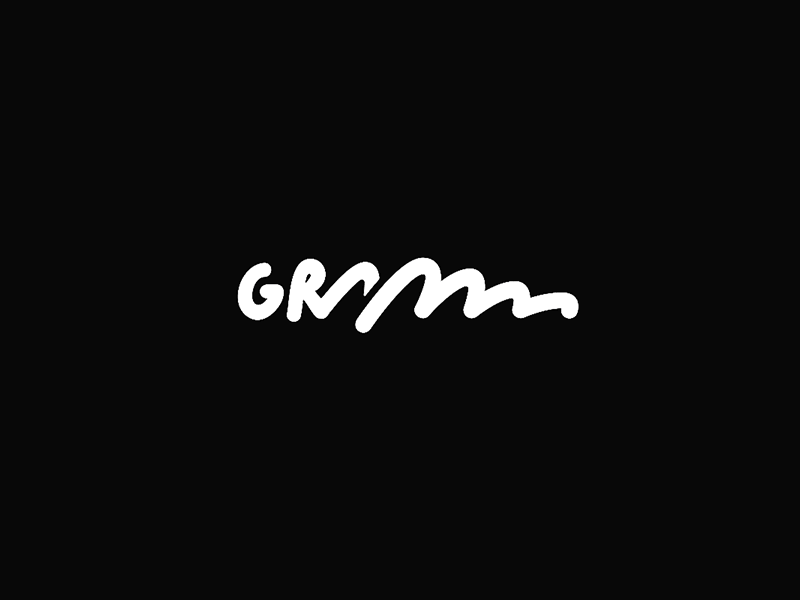 GRAMM Logo Motion 2d animate black cell logo pop splash white working write