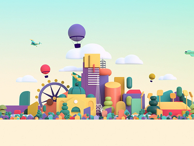 Living Locally 3d animation australia blocks cel character city cityscape design enviroment environment design eureka illustration melbourne vector wheel