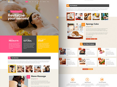 Product and Services Landing Page bakery beauty bread cupcake hair ice cream massage milk shake parlor salon spa therapy