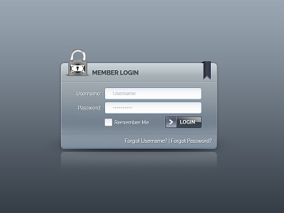 Login Screen UI design elegant element form glossy lock login ui web