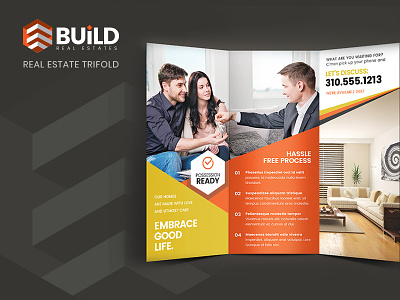 Build Trifold Brochure brochure home kitchen living room marketing property real estate rent sale trifold