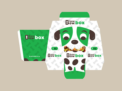 bow bow box branding cute dog food illustration package design