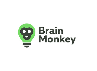 Brain Monkey brain branding bulb green idea logo monkey