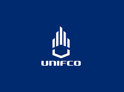 UNIFCO blue branding building construction hand logo material u