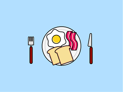 Breakfast bacon breakfast egg fork knife morning