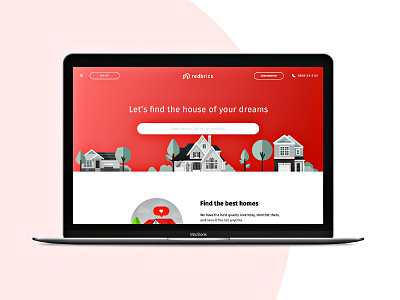 Redbrics Landing Page apartment app clean design flat house icon illustration interface minimal vector web