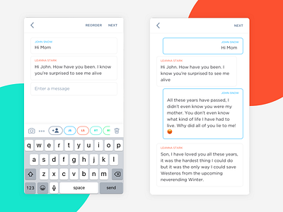 Chat Story Creation app chat sketch uiux white