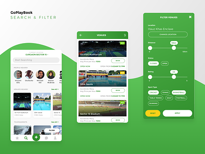 GoPlayBook - Search & Filter app sketch social sports app uiux