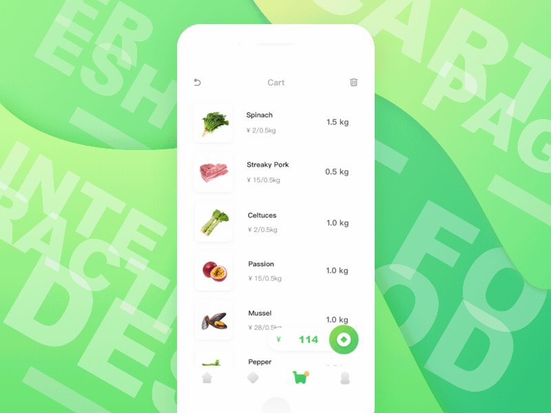 Cart Page Interaction(Fresh Food App)