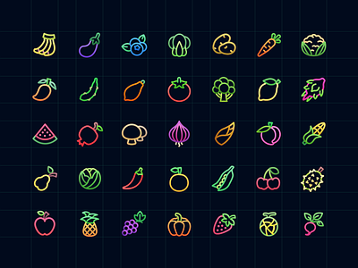 Colorful Fruit&Vegetable Icons