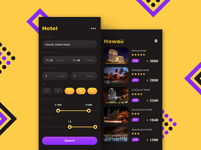 Booking Hotel app design flat ui