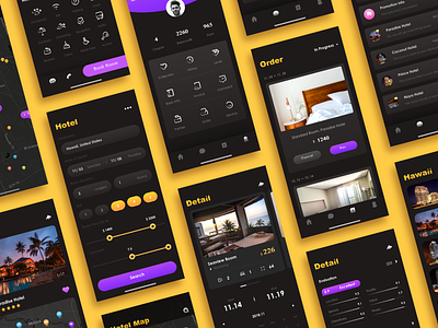 Hotel Booking Pages app design flat icon ui
