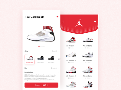 Air Jordan Pages app design flat ui