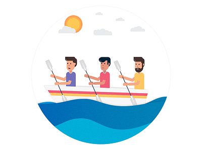 Team Effort boat character illustration team