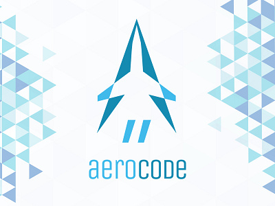 Aerocode - logo design aero air blue brand code logo plane poly polygon
