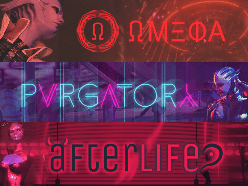 Mass Effect: clubs - Asari logos / purgatory, omega, afterlife afterlife aria asari club effect game geek liara mass omega purgatory sexy