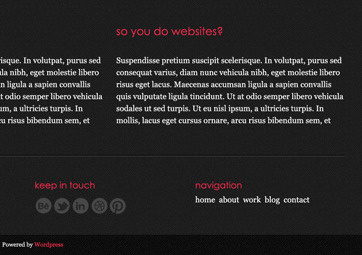 Footer Detail contrast css dark html personal project pink portfolio texture typography webdesign wordpress