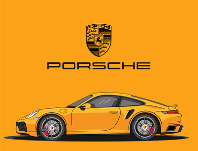 Porsche car illustration art design dribble graphic design illustration illustrator vector