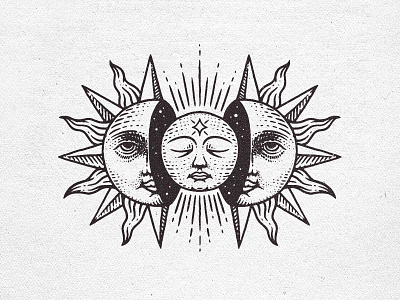 The Sun and Moon branding esotheric grunge illustration logo moon occult sun vintage zodiac