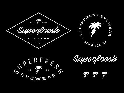 Superfresh branding california eyewear lettering lightning bolt logo logodesign logotype palm san diego sunglasses vintage logo