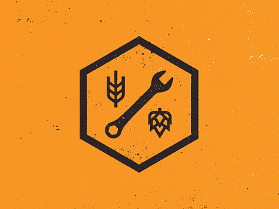 Beer Engineers beer brewery engineers grunge hops logo symbol vintage wheat wrench