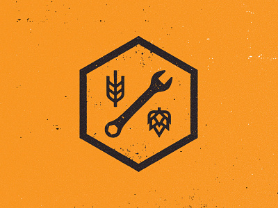 Beer Engineers beer brewery engineers grunge hops logo symbol vintage wheat wrench