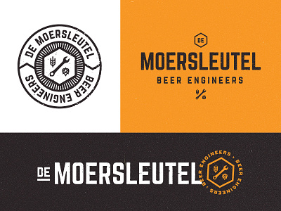 Beer Engineers badge beer brewery craftbeer engineers hops industrial logo stamp vintage wheat wrench