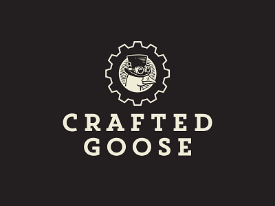 Crafted Goose beer beverage brewery logo craft factory goose industrial logo design machine steampunk vintage