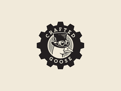Crafted Goose beer beverage brewery logo craft factory goose industrial logo logo design machine steampunk vintage