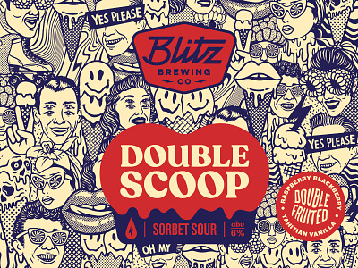 Double Scoop beer label beer beer branding beer label icecream illustration melting pattern punk rock raspberry retro vanilla vintage