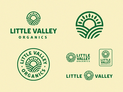 Little Valley Organics abstract food green leaf logo minimal natural ogranic organics sun superfood