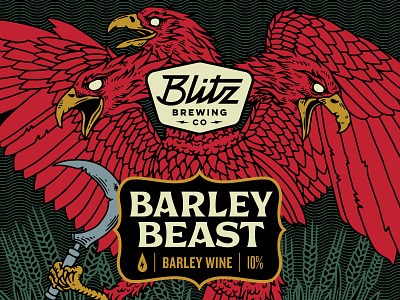 Barley Wine barley barley wine beast beer blitz bold brewery craft brewery demon design eagle illustration wheat