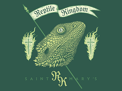 SMRK animal cross dragon flag green illustration king kingdom lizard reptile