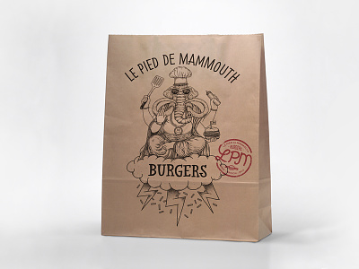 Burger Bag branding burger cook elephant food guru illustration packaging