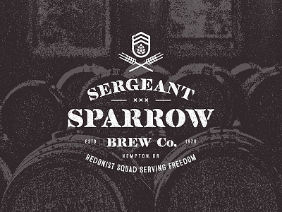 Sergeant Sparrow Brew Co. barrel beer brew hop lettering logo military sergeant sparrow wheat