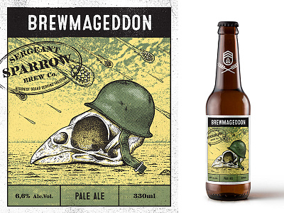 Brewmageddon armageddon beer bottle brew brewery craft desert illustration military skull sparrow