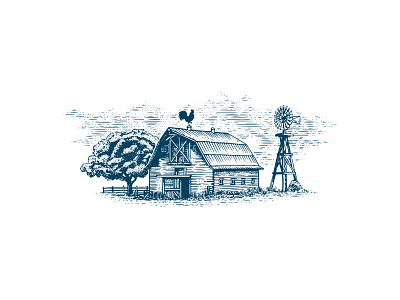 Barn barn countryside engraving farm old rooster rustic tree usa vintage windmill
