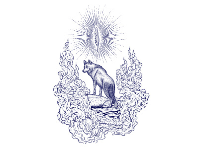 Break Your Boundaries feather illustration known light lupus smoke vintage wolf