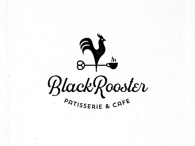 Black Rooster bakery black cafe coffee cup patisserie pretzel retro rooster vintage white