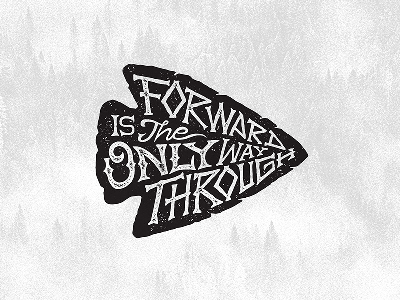 Ortus native nature grunge freehand lettering way through forward archer arrow