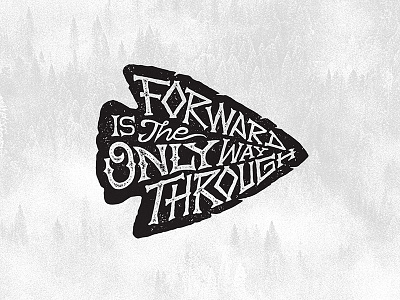 Ortus archer arrow forward freehand grunge lettering native nature through way