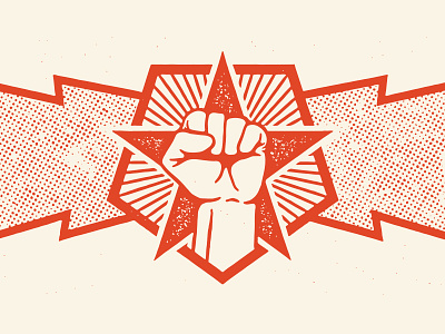 comrade beer bold communist fist halftone power russian star